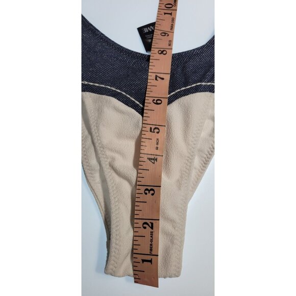 SAME Los Angeles Swimwear Bikini Set  Underwerid Faux Suede White/Denim Size S - Picture 8 of 9